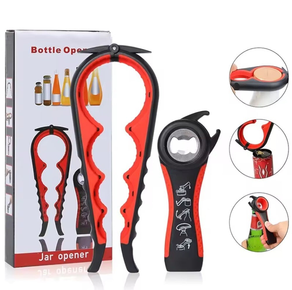 5 in 1 Jar Bottle Can Opener Multi Function Manual Kitchen Tool Lids Tab Cap