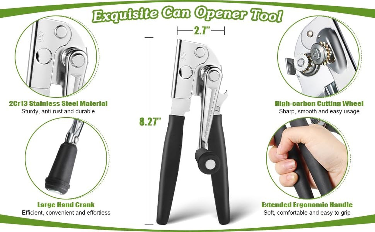 Stainless Steel Heavy Duty Hand Crank Manual Can Opener for Kitchen Camping