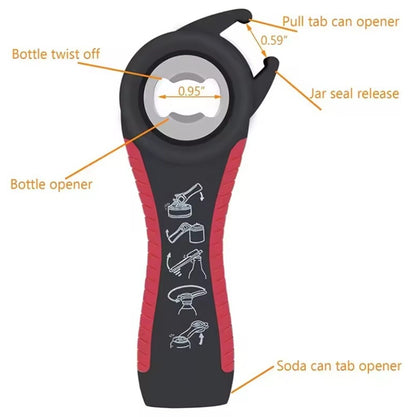 5 in 1 Jar Bottle Can Opener Multi Function Manual Kitchen Tool Lids Tab Cap